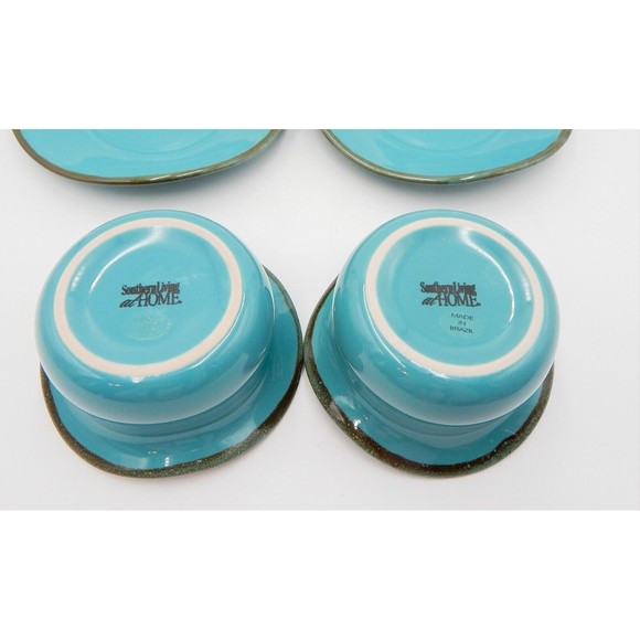 Southern Living at Home Tuscan Collection Tidbit Bowls Saucer Set/2 Turquoise - Picture 8 of 12